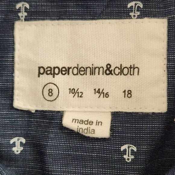 Paper Denim & Cloth Boy's Navy Short Sleeve Button Down Shirt NWT Size 8 - Picture 6 of 11